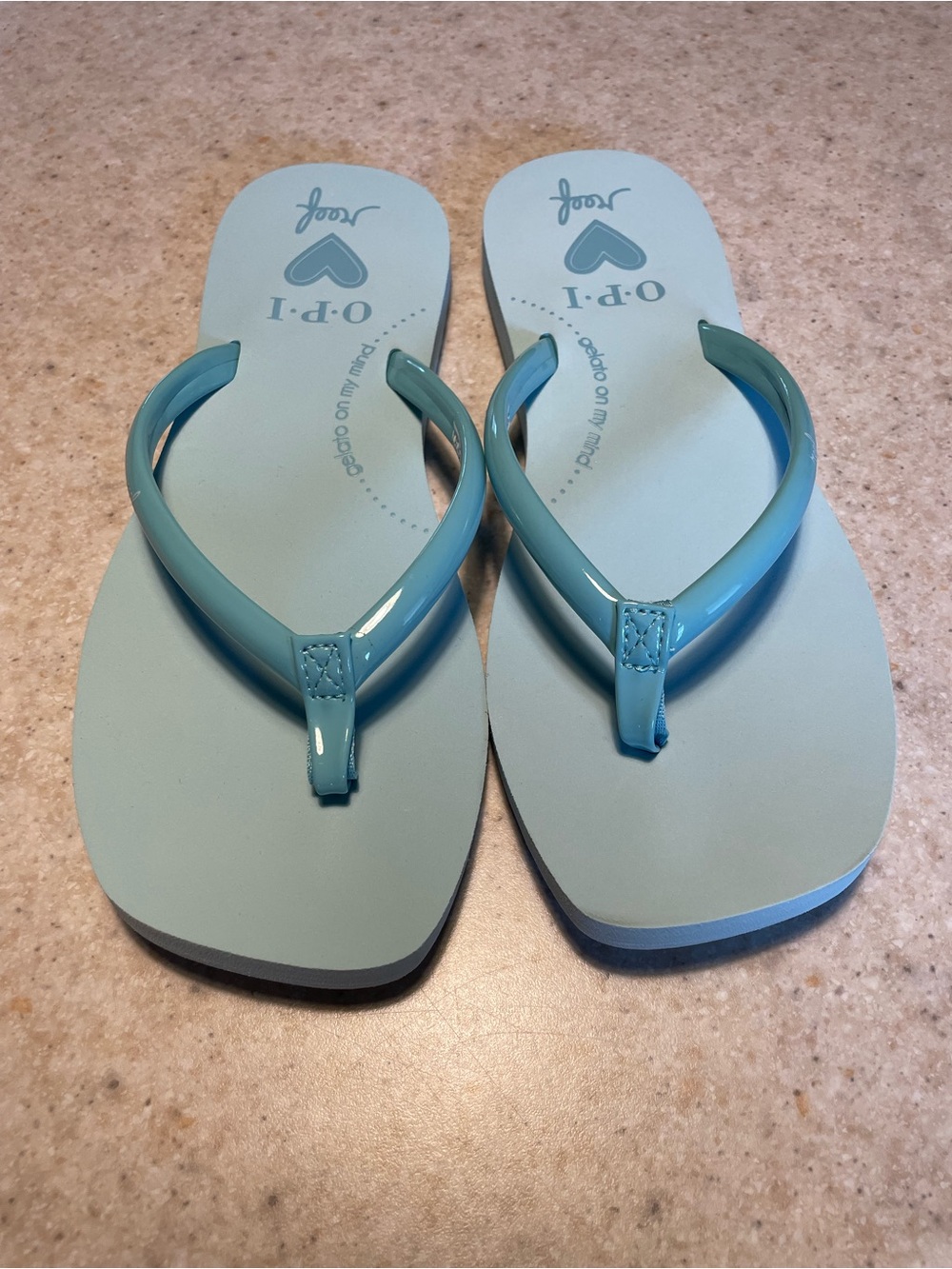 REEF X OPI Gelato On My Mind Flip Flop Sandals Beach Pool Resort Aqua Blue